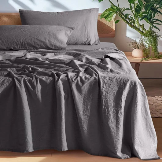Natural European Linen Sheets — Gray