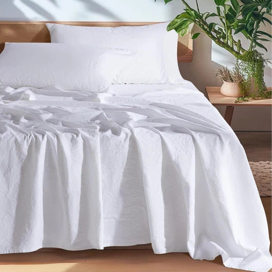 Natural European Linen Sheets — White
