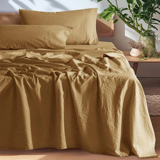 Natural European Linen Sheets — Rust